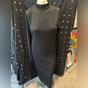 Mesh mock turtleneck dress.